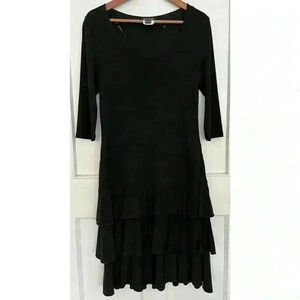 Brand New Nueva Black  Dress with Ruffled Layers at Bottom Size 8